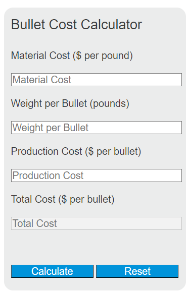 bullet cost calculator
