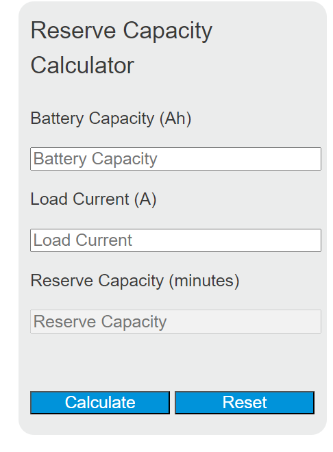 reserve capacity calculator
