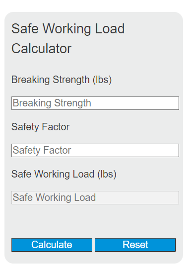 safe working load calculator