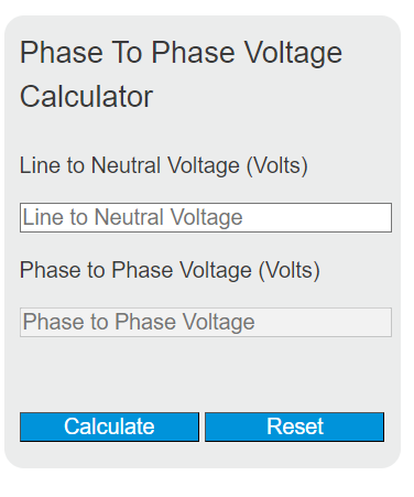 phase to phase voltage calculator
