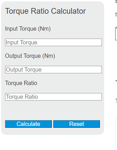 torque ratio calculator