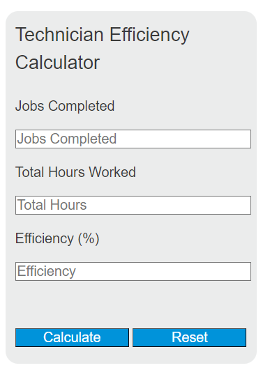 technician efficiency calculator