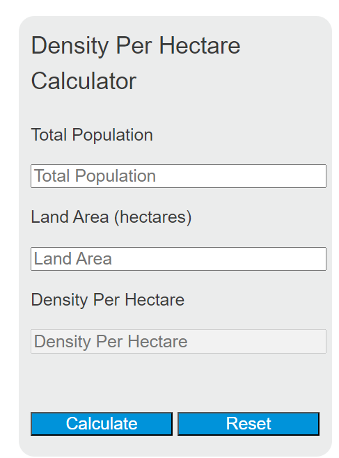 density per hectare calculator