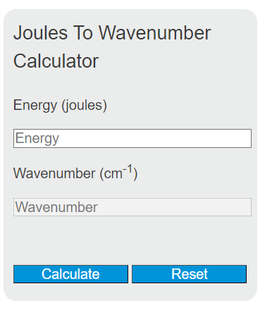 joules to wavenumber calculator