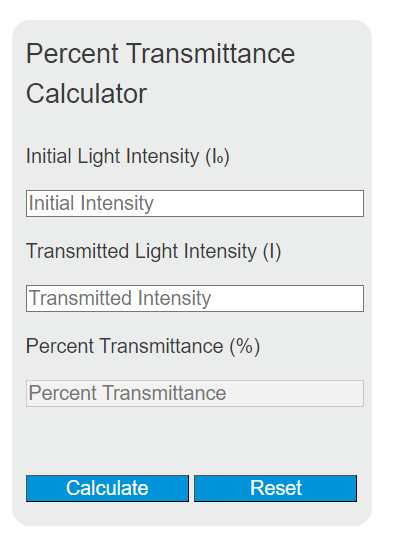 percent transmittance calculator