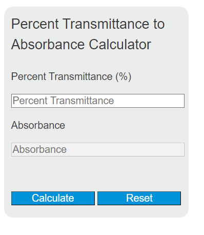 percent transmittance to absorbance calculator