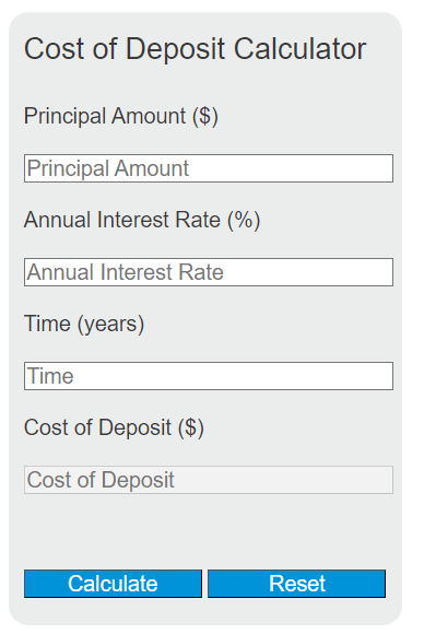 cost of deposit calculator