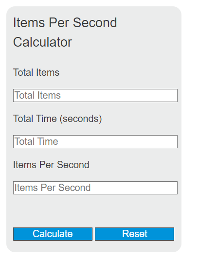 items per second calculator