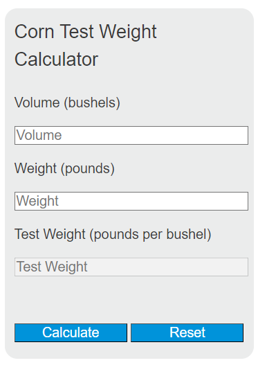 corn test weight calculator