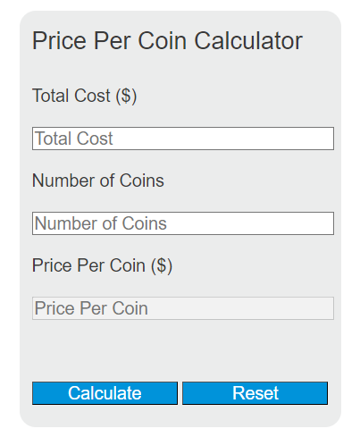 price per coin calculator