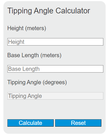 tipping angle calculator
