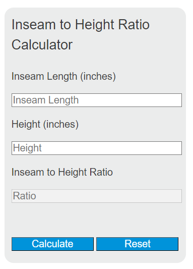 Inseam To Height Ratio Calculator - Calculator Academy