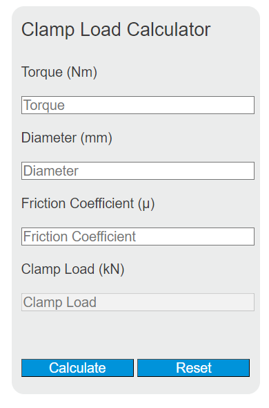 clamp load calculator