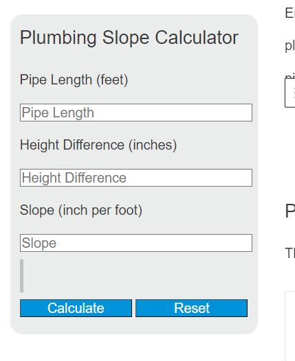 plumbing slope calculator