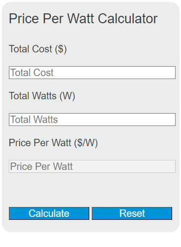 price per watt calculator