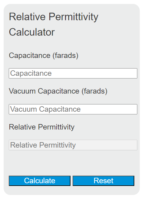 relative permittivity calculator