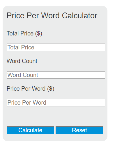 price per word calculator