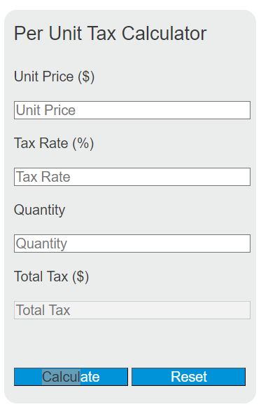 per unit tax calculator