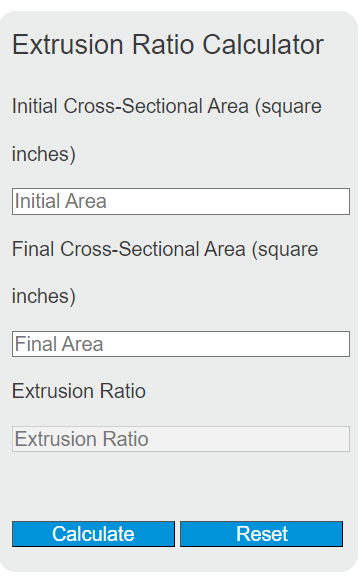 extrusion ratio calculator