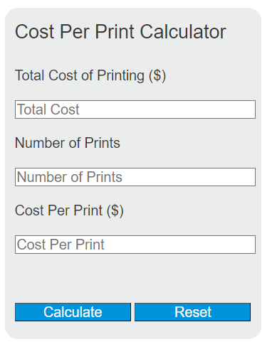 cost per print calculator