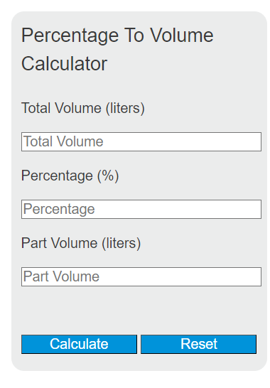 percentage to volume calculator