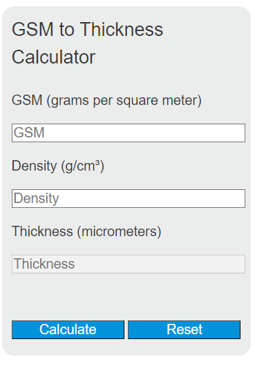 gsm to thickness calculator