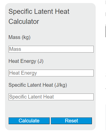 specific latent heat calculator