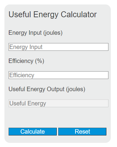 useful energy calculator