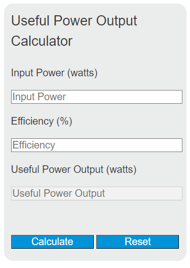 useful power output calculator
