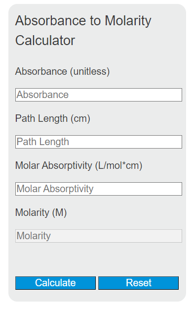 absorbance to molarity calculator