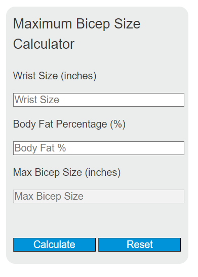 maximum bicep size calculator