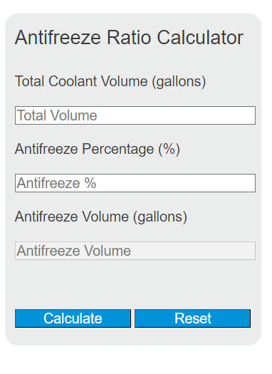 antifreeze ratio calculator