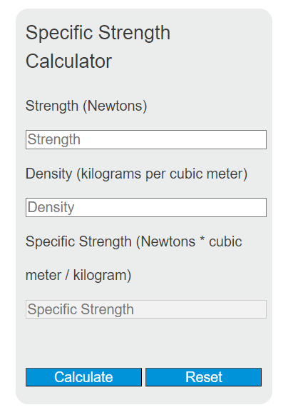 specific strength calculator
