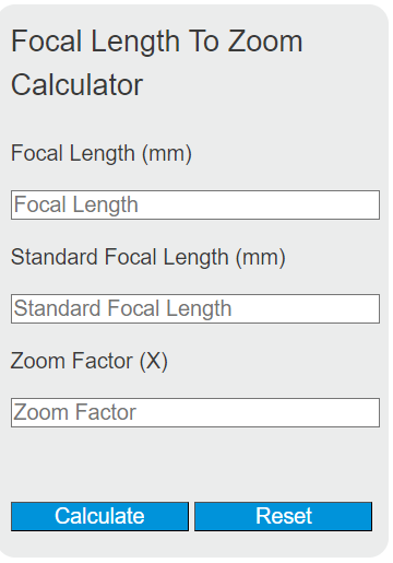 focal length to zoom calculator