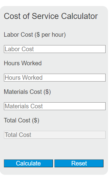 cost of service calculator