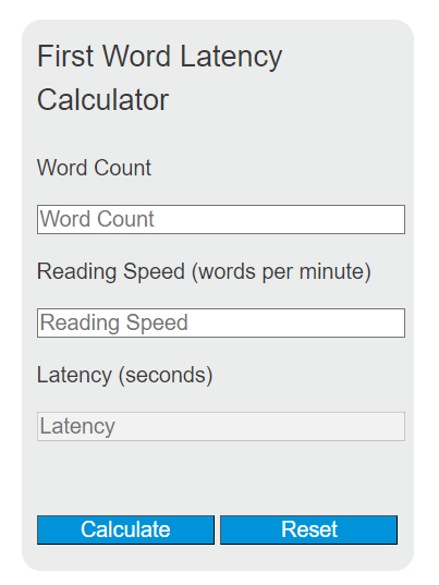 first word latency calculator
