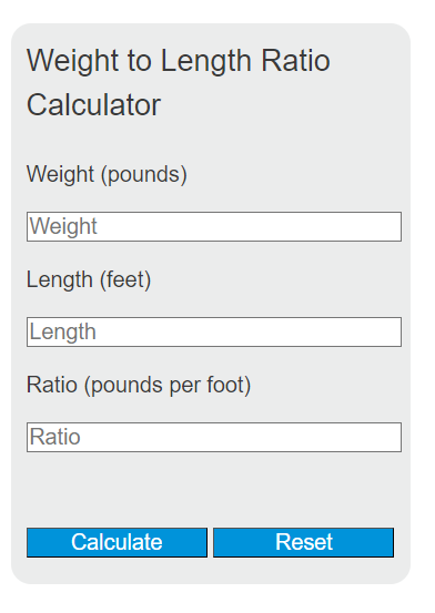 weight to length ratio calculator