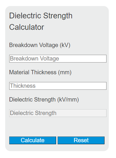 dielectric strength calculator