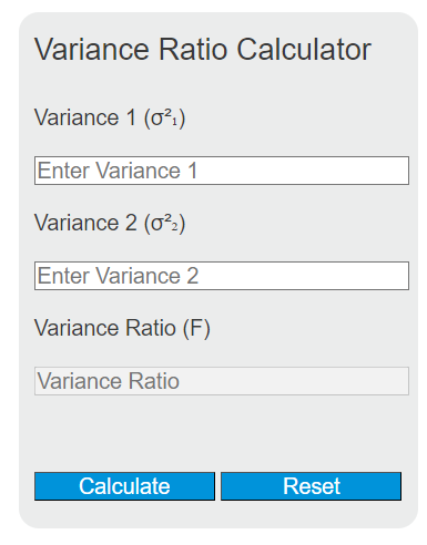 variance ratio calculator