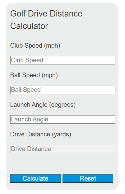 golf drive distance calculator