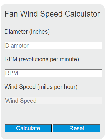 fan wind speed calculator
