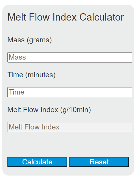 melt flow index calculator