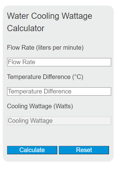 water cooling water calculator