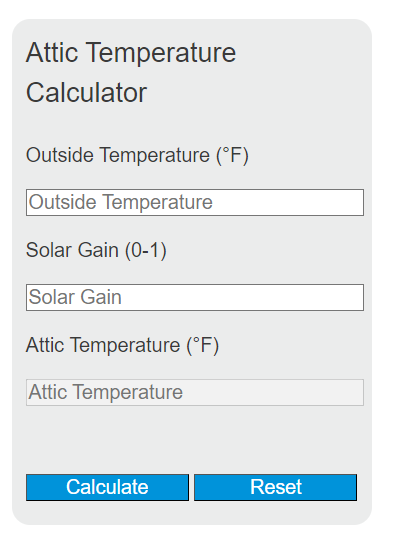 attic temperature calculator