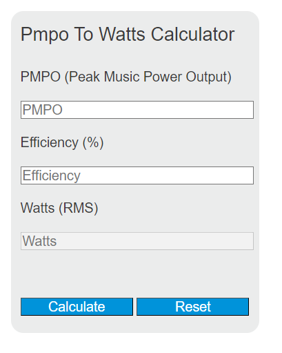 pmpo to watts calculator