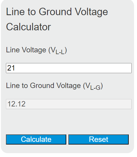 line to ground voltage calculator
