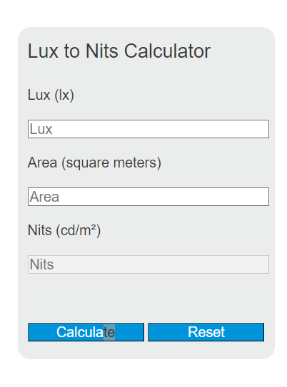 lux to nits calculator