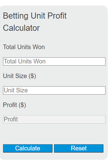 betting unit profit calculator