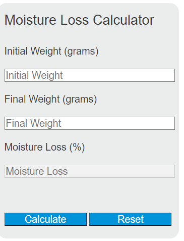 moisture loss calculator