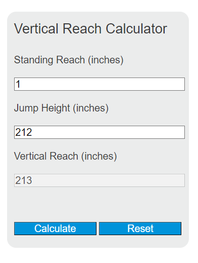 vertical reach calculator